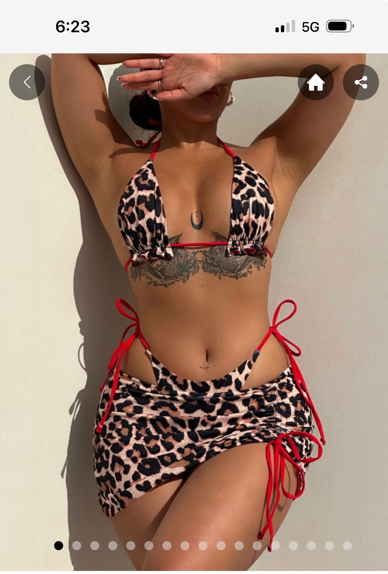 3 piece leopard print bikini