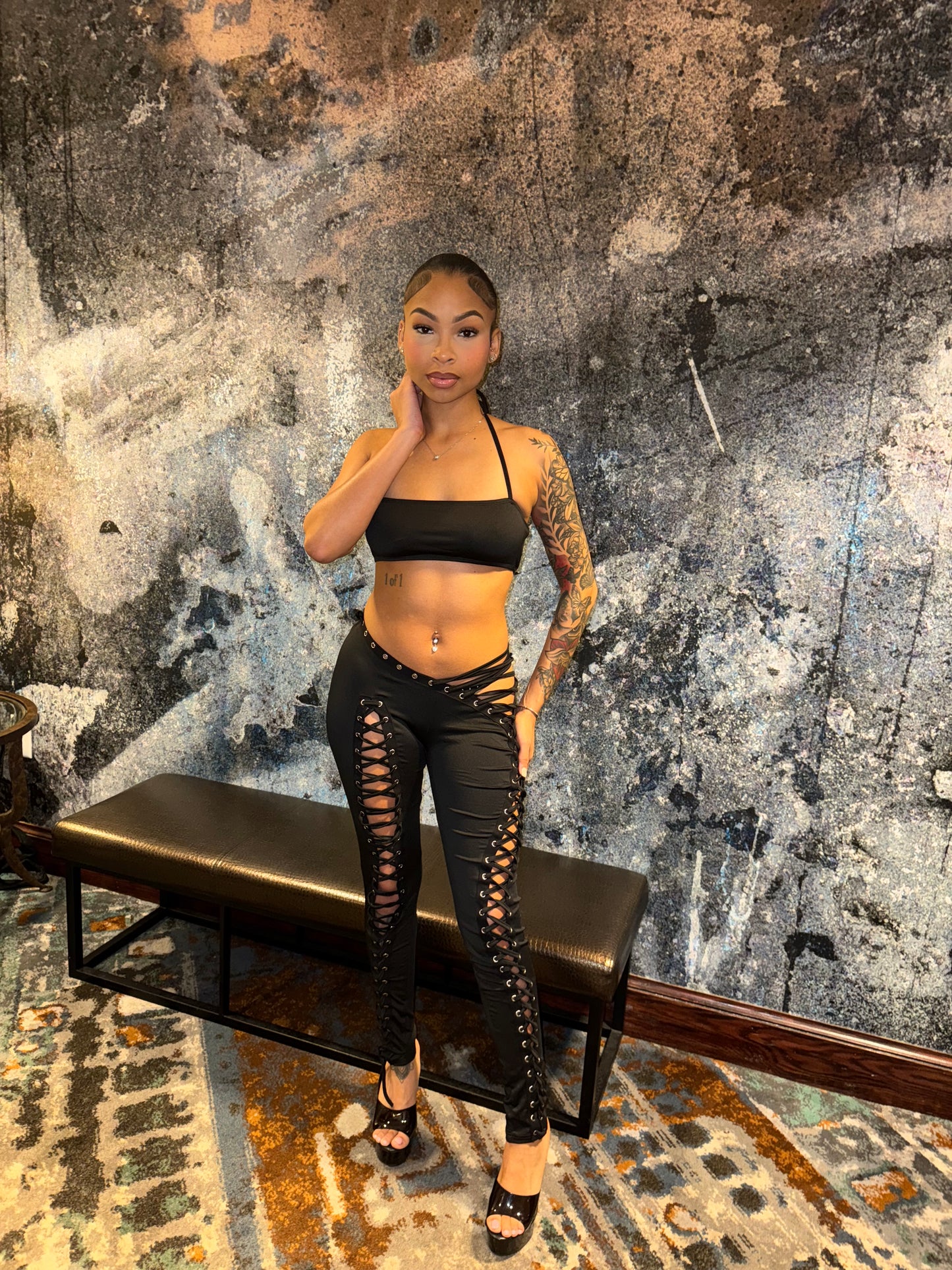 Tie Up Halterneck Pants Set