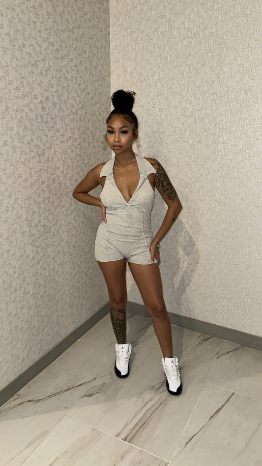 Mid-rise Backless Romper