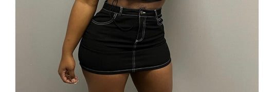 Solid denim skirt